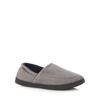 Grey suedette memory foam slippers